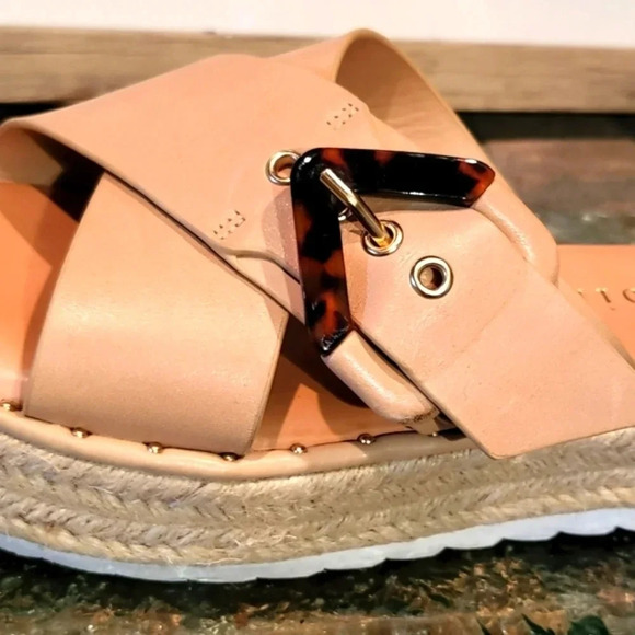 Gianni Bini Sandals Wmns Sz 9 Jute Wrapped Platform Big Buckle Adjustable - Picture 2 of 12